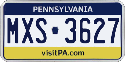 PA license plate MXS3627