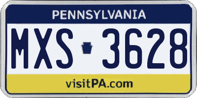 PA license plate MXS3628