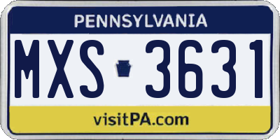 PA license plate MXS3631