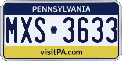 PA license plate MXS3633