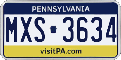 PA license plate MXS3634