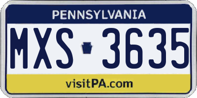 PA license plate MXS3635
