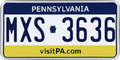 PA license plate MXS3636