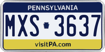 PA license plate MXS3637