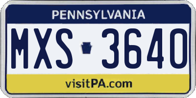 PA license plate MXS3640