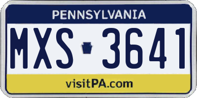 PA license plate MXS3641
