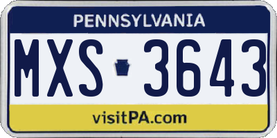 PA license plate MXS3643