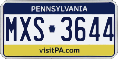PA license plate MXS3644