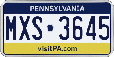 PA license plate MXS3645