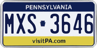 PA license plate MXS3646