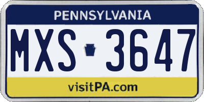 PA license plate MXS3647
