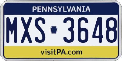 PA license plate MXS3648