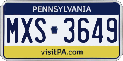 PA license plate MXS3649