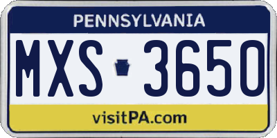 PA license plate MXS3650