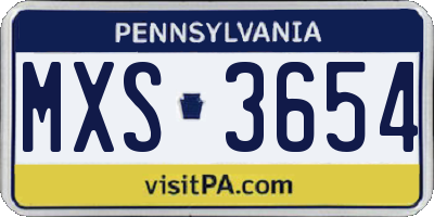 PA license plate MXS3654