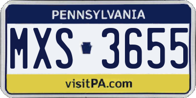 PA license plate MXS3655