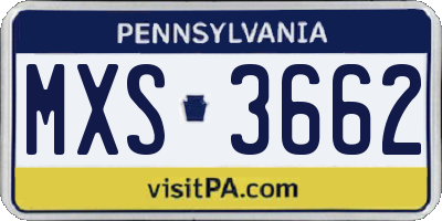 PA license plate MXS3662