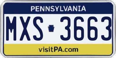 PA license plate MXS3663