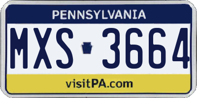 PA license plate MXS3664
