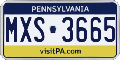 PA license plate MXS3665