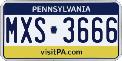 PA license plate MXS3666