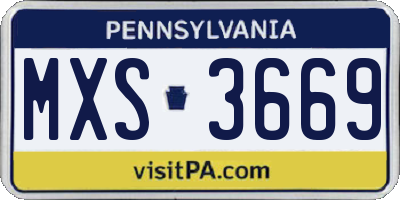 PA license plate MXS3669