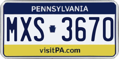 PA license plate MXS3670