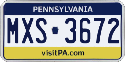 PA license plate MXS3672