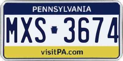 PA license plate MXS3674