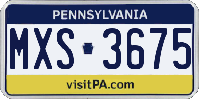 PA license plate MXS3675