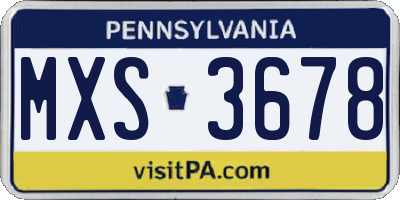 PA license plate MXS3678