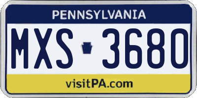 PA license plate MXS3680