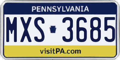 PA license plate MXS3685