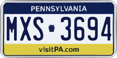 PA license plate MXS3694