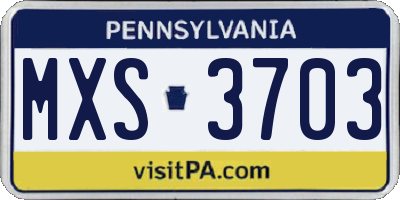PA license plate MXS3703