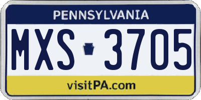 PA license plate MXS3705