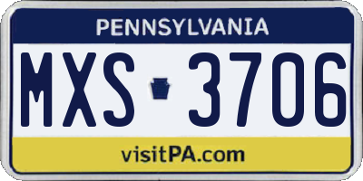 PA license plate MXS3706