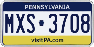 PA license plate MXS3708