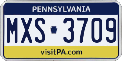 PA license plate MXS3709