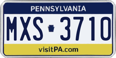 PA license plate MXS3710
