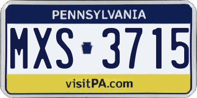 PA license plate MXS3715