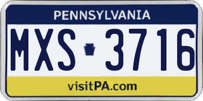 PA license plate MXS3716