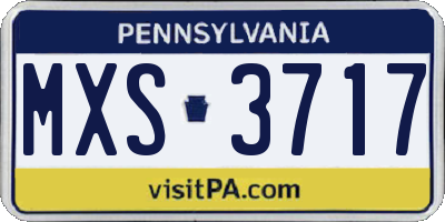 PA license plate MXS3717