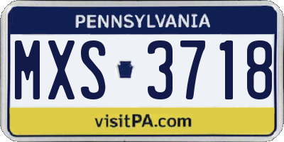 PA license plate MXS3718
