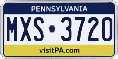 PA license plate MXS3720