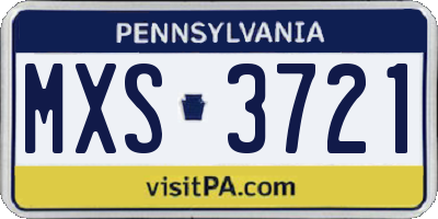 PA license plate MXS3721
