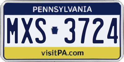 PA license plate MXS3724