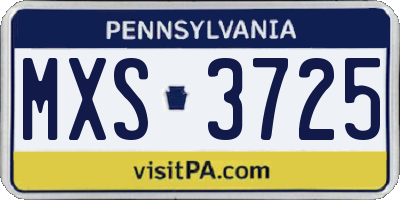 PA license plate MXS3725