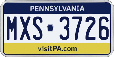 PA license plate MXS3726