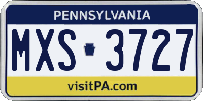PA license plate MXS3727